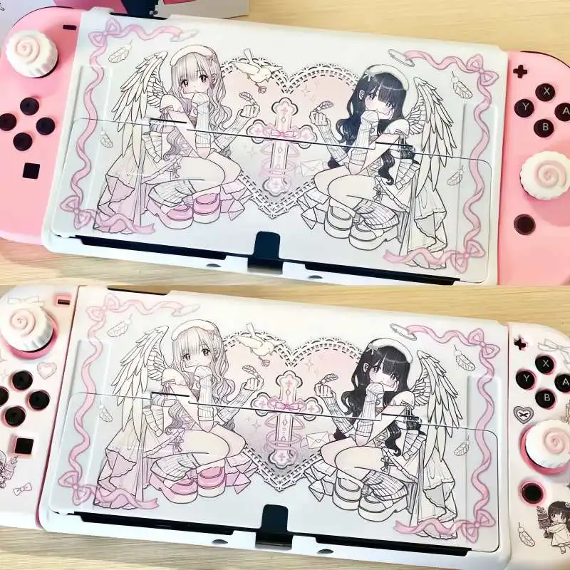 

Kerulu Original Anime Switch Shell for NS OLED Soft Custom Pattern Gemini Angel Girl Mine Series Manga Peripherals