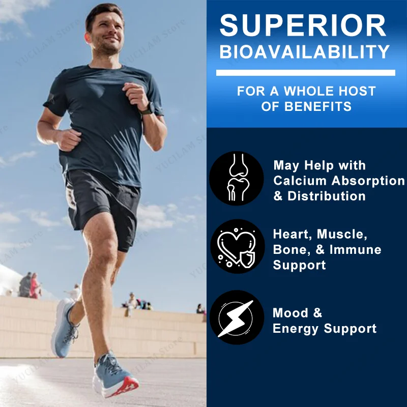 Vitamin D3 + K2 + B12 Calcium Capsule Daily Vitamin Supplement Supports Healthy Bones & Muscles & Heart & Energy & Mood Function