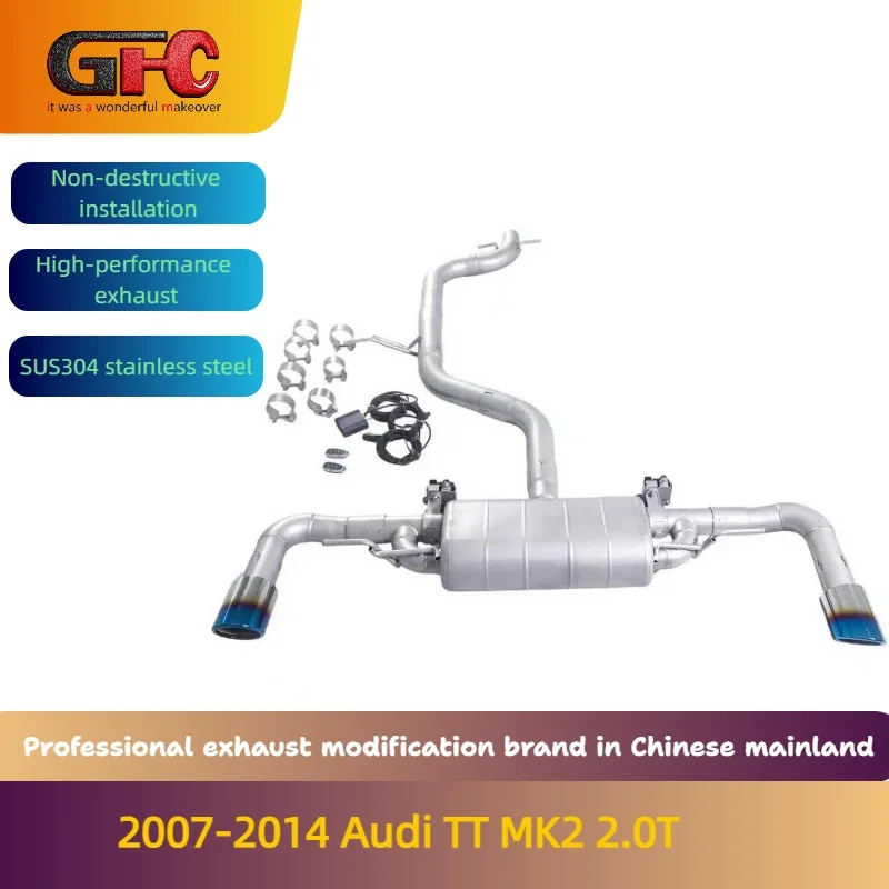 

GFC brand for the 2007-2014 Audi TT MK2 2.0T Catback high-performance variable valve exhaust with muffler and tips