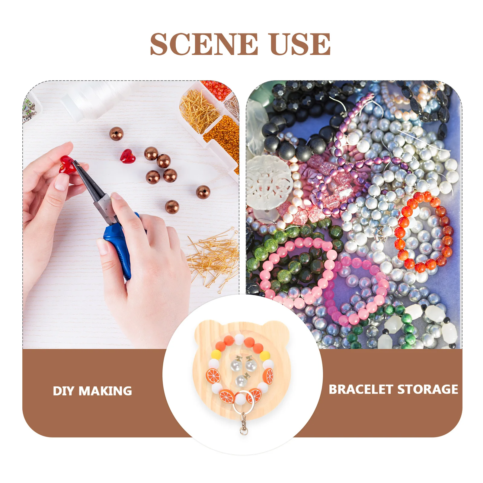 

Деревянный поднос для браслетов, органайзер для украшений, подставка для браслетов с бусинами, декоративный настольный аксессуар для хранения ювелирных изделий