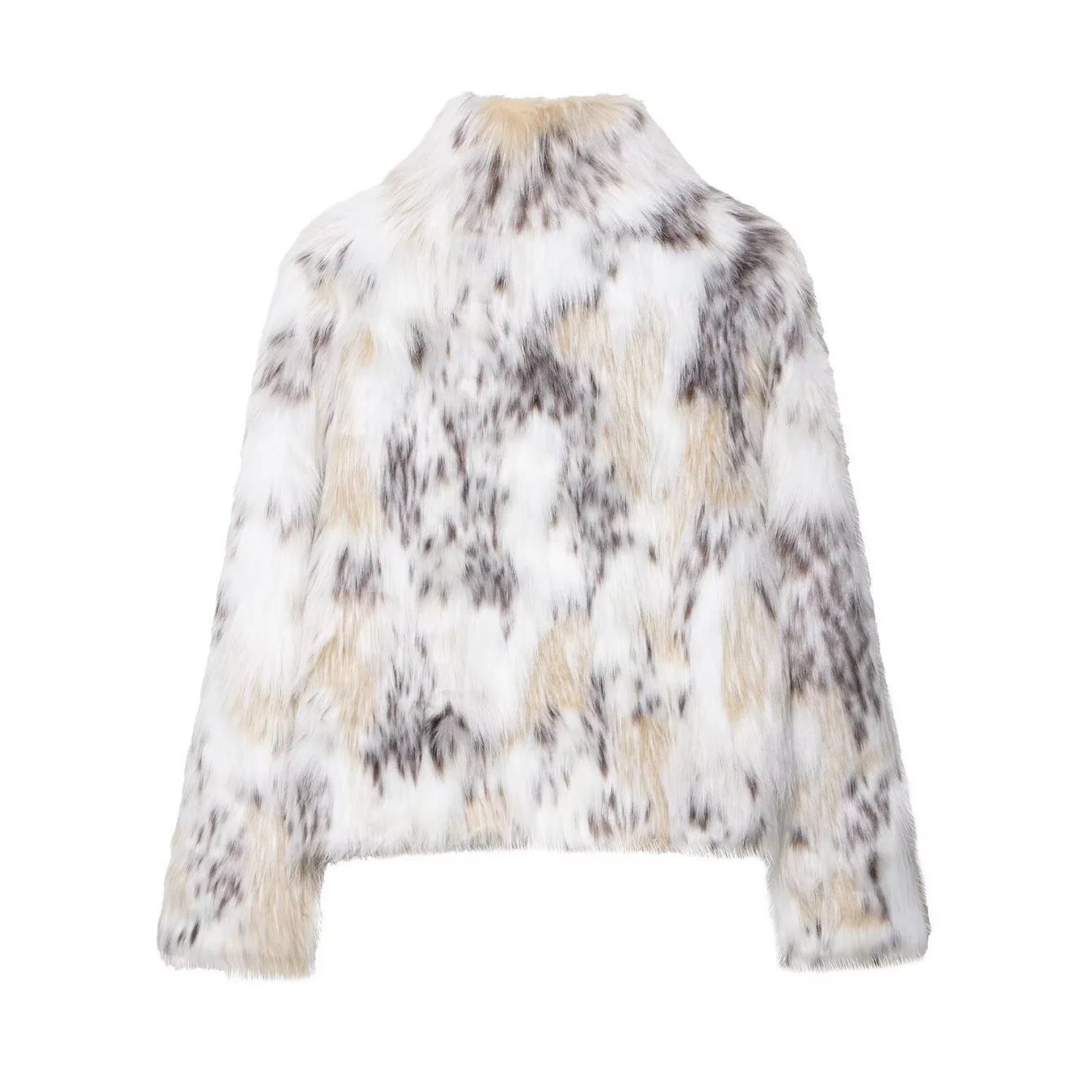 Cappotto da donna in pelliccia sintetica leopardata Cappotto da donna autunno inverno corto in peluche colletto alla coreana giacca con pannelli Lady elegante capispalla streetwear