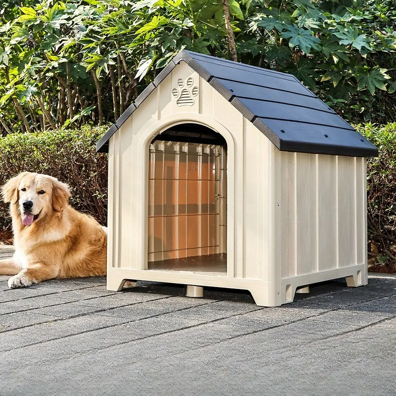 Ventilated Dog Kennel Waterproof Weatherproof Plastic Durable Pet House for Outdoor Indoor Use Available in Multiple Sizes - view 2