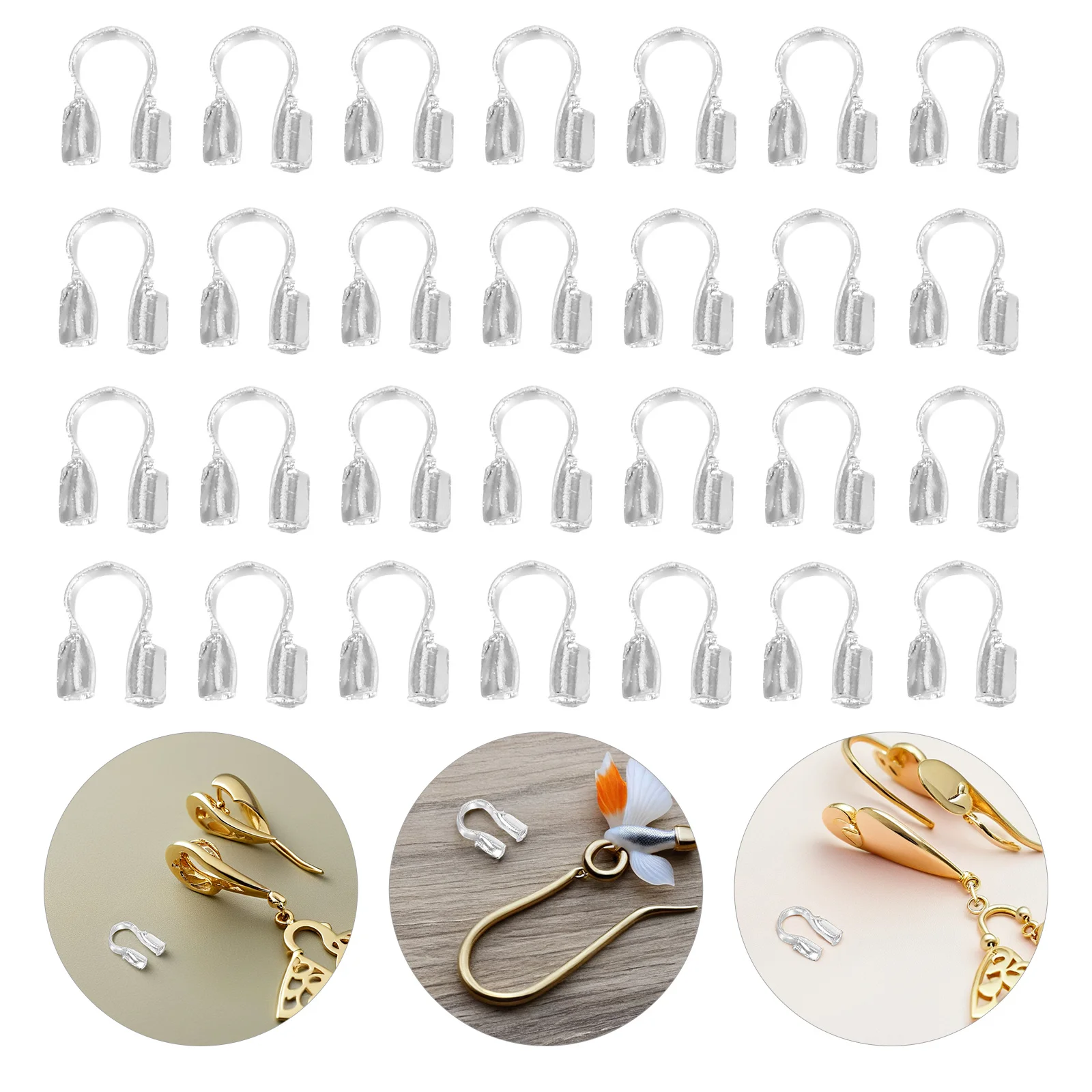 

400Pcs U-Shape Jewelry Making Accessories Copper Finish Protects Wires for Necklaces Bracelets Wire Guards