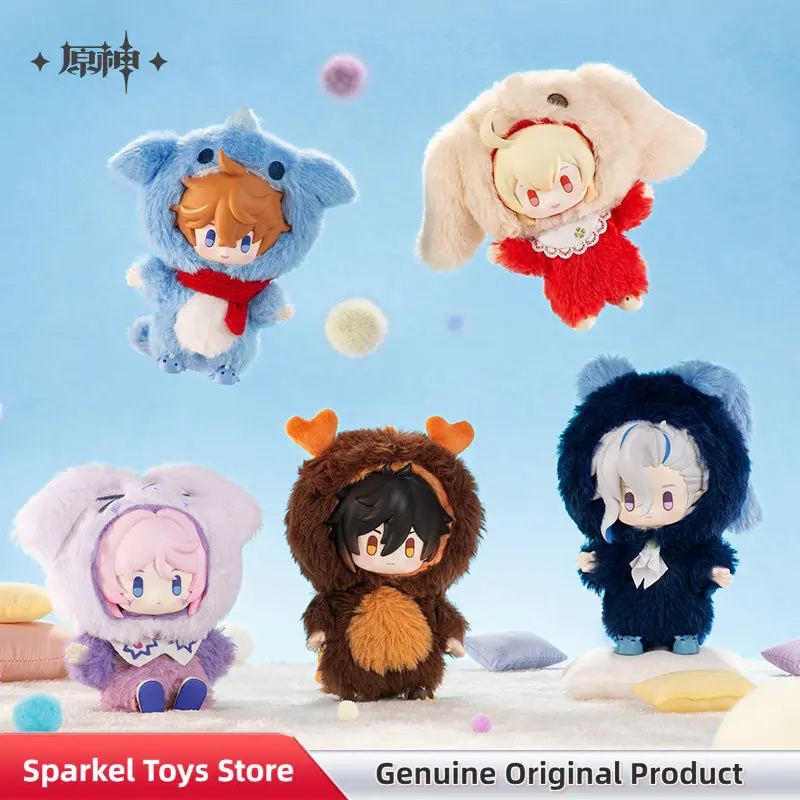 

Плюшевый брелок-подвеска Genshin Impact: Зимняя серия персонажей, мягкая игрушка-сюрприз для фанатов, коллекционный подарок, слепая коробка