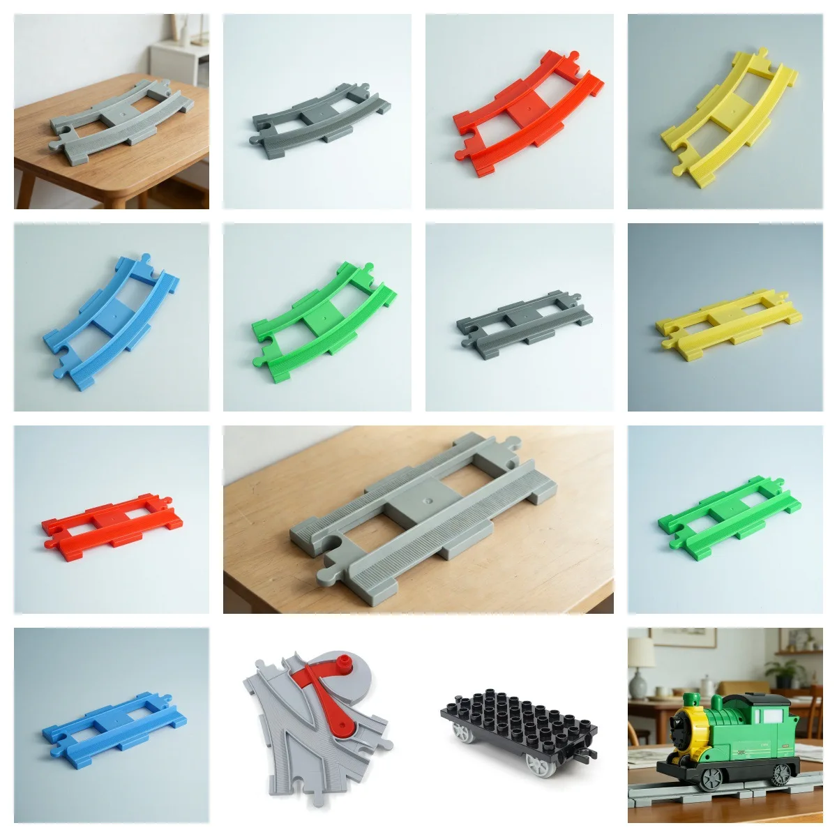 Big Bricks Toys Train Rail Car Parts Slope Cross Elevated Track Straight/Turn Chassis Building Blocks DIY Compatible With LEGO