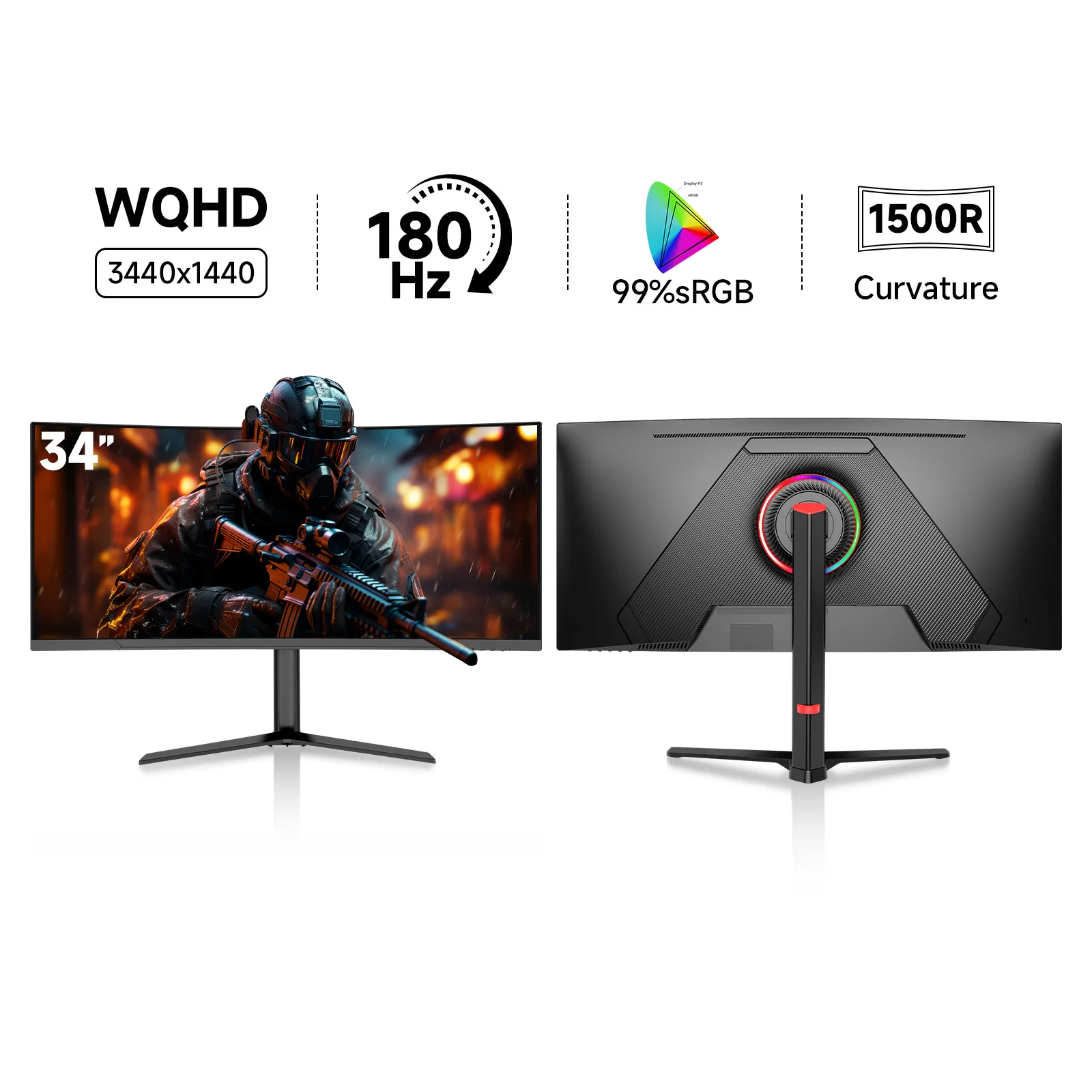 34 Inch 4K Resolution 100%sRGB HDR High Refresh Rate 21:9 Display Gaming LCD PC Monitor