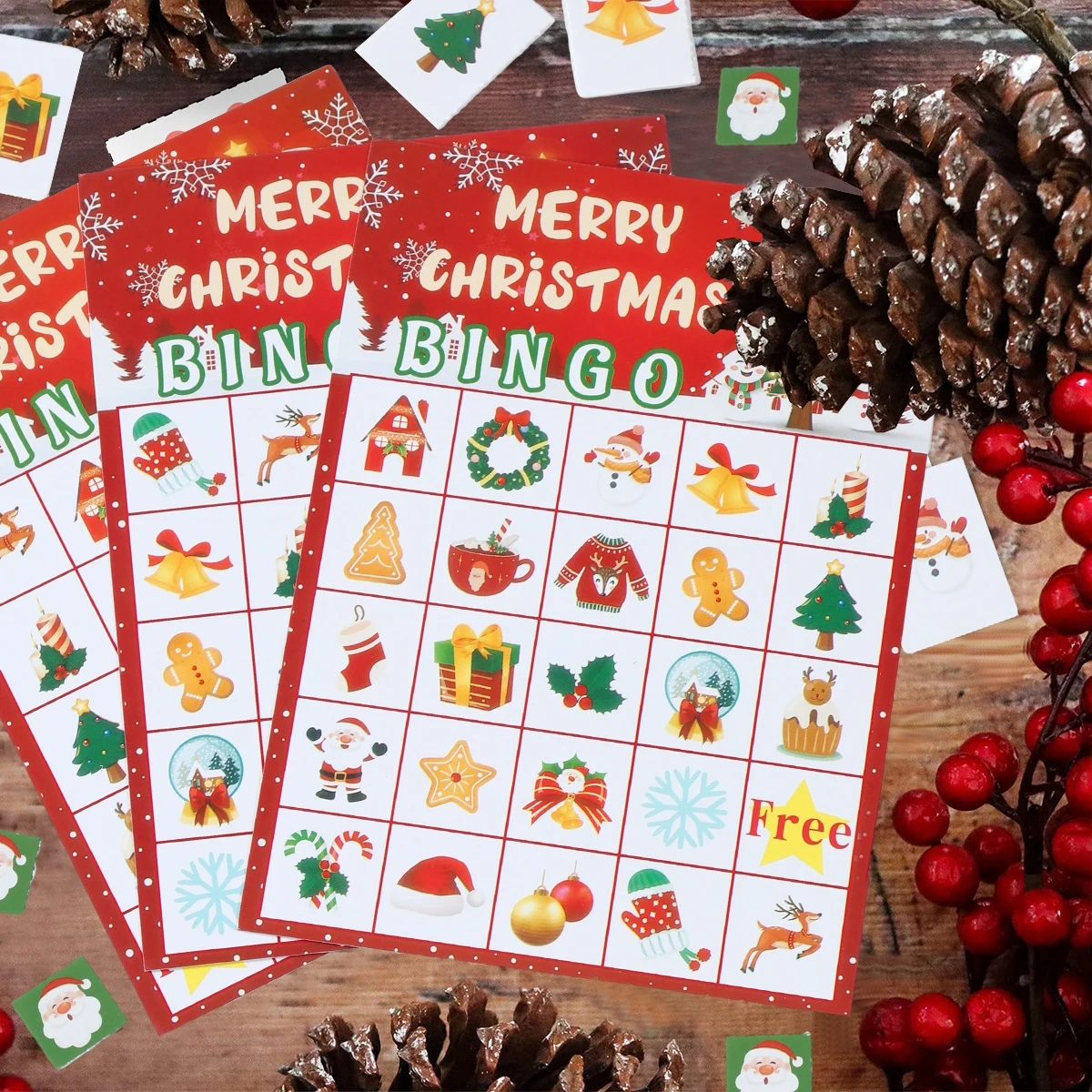 Christmas Bingo Game Cards Christmas Decoration for Home 2024 Table Games Cards Xmas Ornament Navidad Natal New Year Gifts 2025