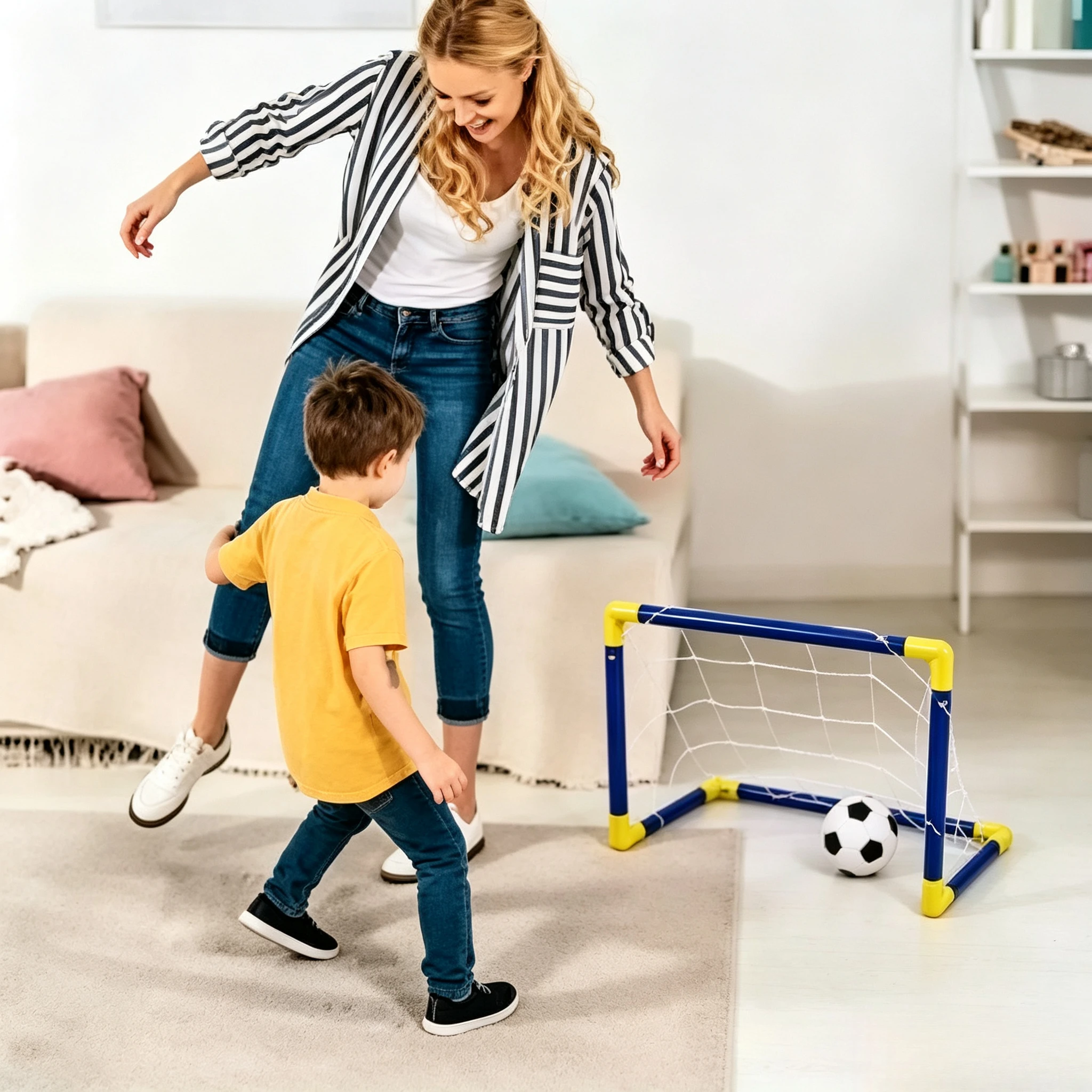 1Pc Portable Soccer Goal Set , Lightweight Indoor/Outdoor Football Gate for Kids, Training Equipment for Park Beach Travel