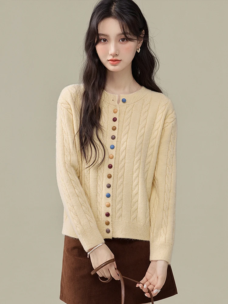 

Универсальный длинный вязаный свитер для женщин, весенняя мода 2026, новый дизайн, облегающий базовый кардиган, мягкий теплый трикотаж