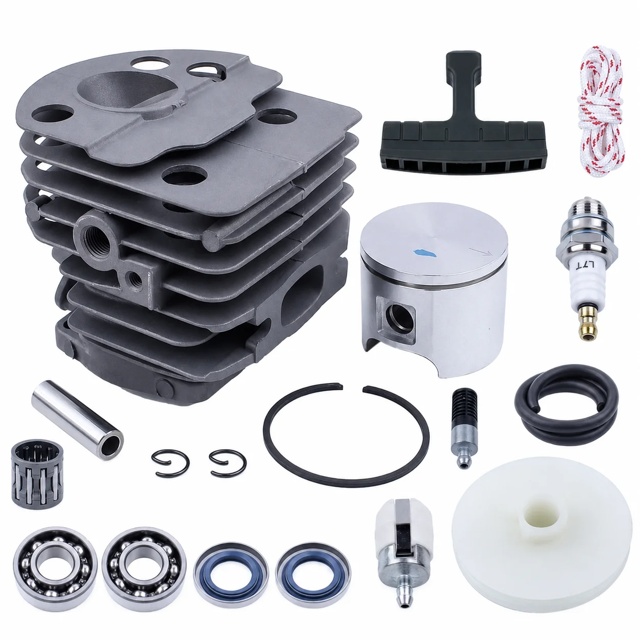 46mm Cylinder Piston Starter Rope Fuel Line Spark Plug Kit For Husqvarna 50 51 55 55 Rancher 503609171 503609104 505303735