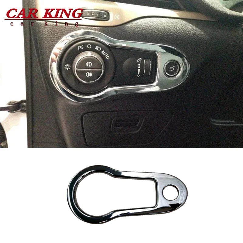 

ABS Chrome FOR Jeep Cherokee KL 2014 2015 2016 2017 2018 Car Headlamps console Control Adjustment button switch frame Cover Trim