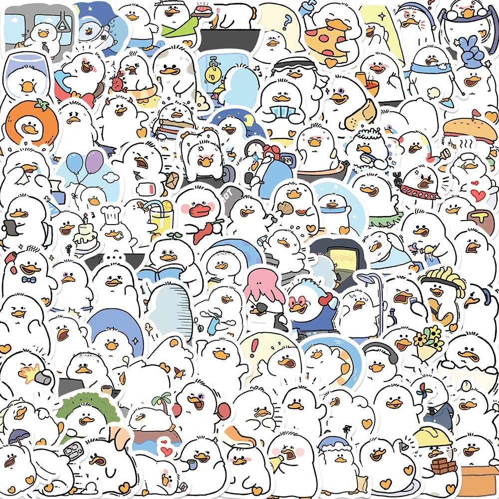 100 قطعة من ملصقات الكتابة على الجدران على شكل بطة سمينة على شكل حيوانات للدراجات النارية والهاتف ولوح التزلج والكمبيوتر المحمول