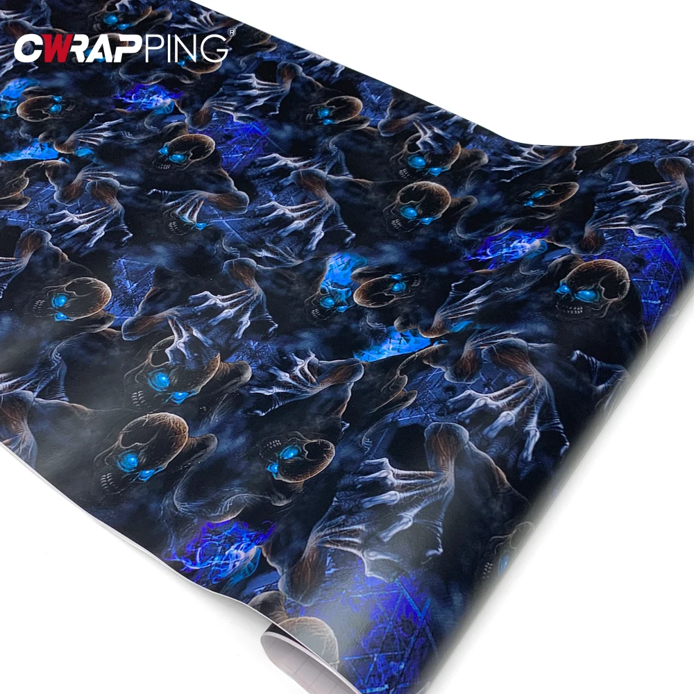 Car Stickers Blue Skull Sticker Car Sticker Vinyl Graffiti Wrap Air Release Decal for Computer Scooter Car Motorcycle Protection