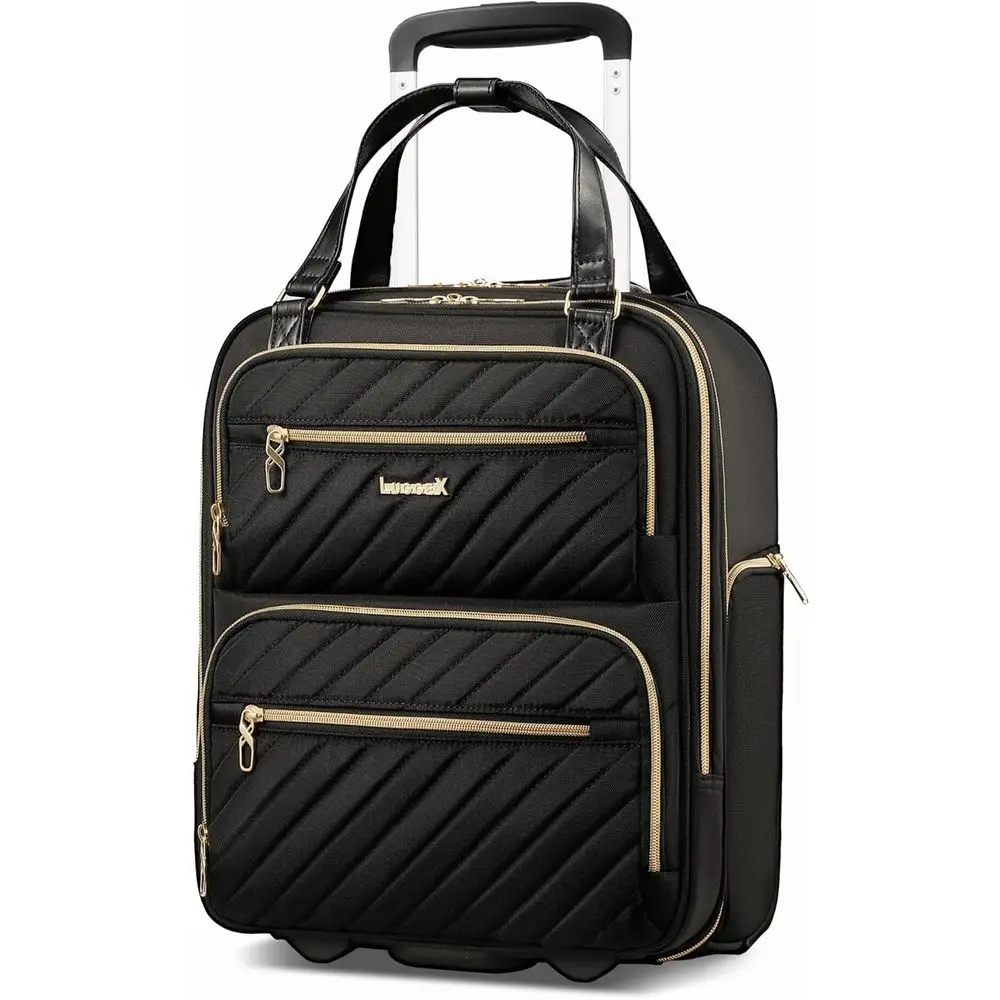 

Lightweight 16 Inch Under Seat Carry-On Luggage with Wheels, Stylish Side-Open Personal Suitcase for Short Trips