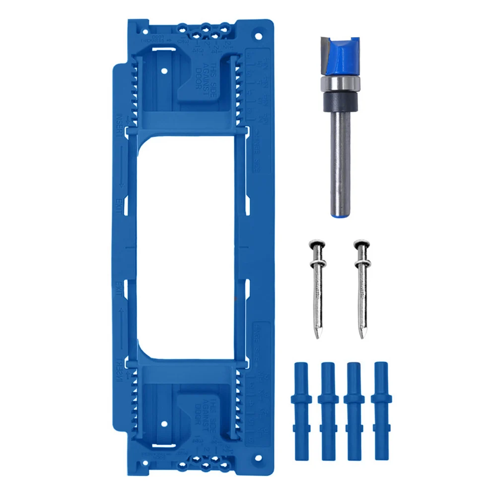 

Набор инструментов для фрезерования дверных петель: многоразовые фрезы, штифты для фиксации, сменные пины, шаблон для врезки замков и петель
