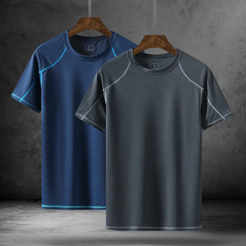 Lightweight T-Shirts Bulk Crew Tees for Guys Moisture Wicking Running Hiking Sport Men Summer Ice Silk Mesh Short Sleeve