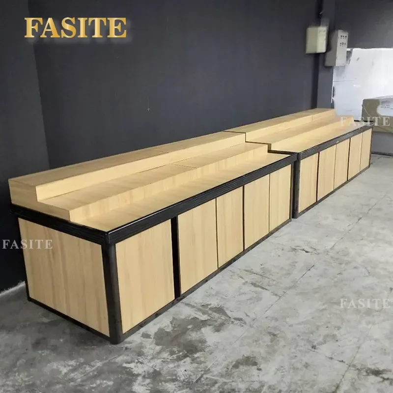 For Supermarket Wall Ladder Shelf Snack Display Bulk Food Candy Biscuit Fruit Pile Head Disassembly Display Cabinet