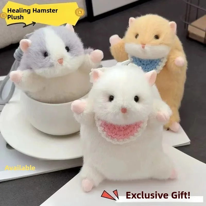Adorable Plush Hamster Doll Squeezable Mouse Toy Soft Cute Bag Charm Stress Relief Gift Creative Gift Keychain Cartoon Series