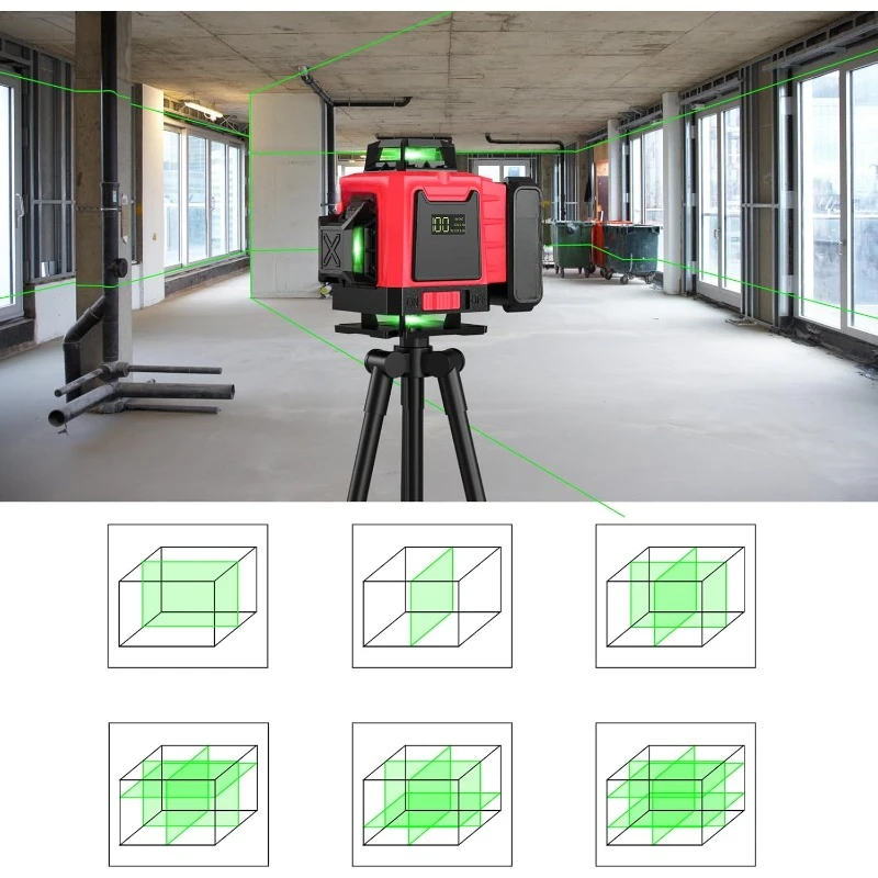 Laser Level 360 Self Leveling 16 Lines 4×360° Green Cross Line Laser for Picture Hanging and Construction