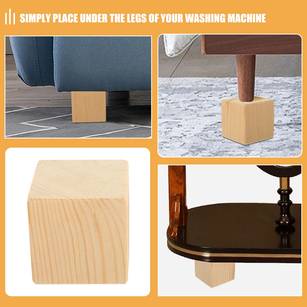 

4pcs Wood Support Blocks Furniture Legs Bed Risers Heavy Duty Desk Chair Lifts Sturdy CubeSofa Riser Table Leg Pad