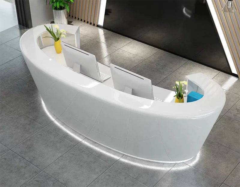 Comptoir de réception d'hôtel de salon de conception moderne comptoir de service rond réception de réception de bureau