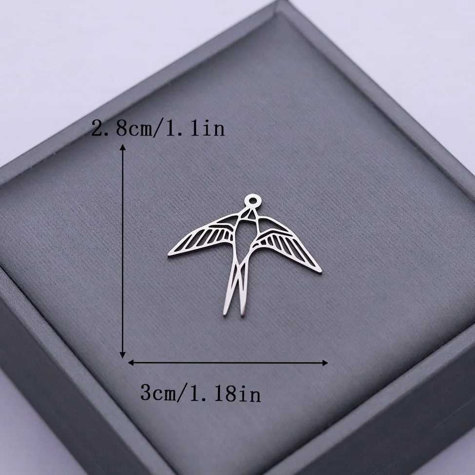 3pcs Flying Bird Swallow Charms Stainless Steel Pendant For Jewelry Making Earrings Necklace Animal DIY Accessories