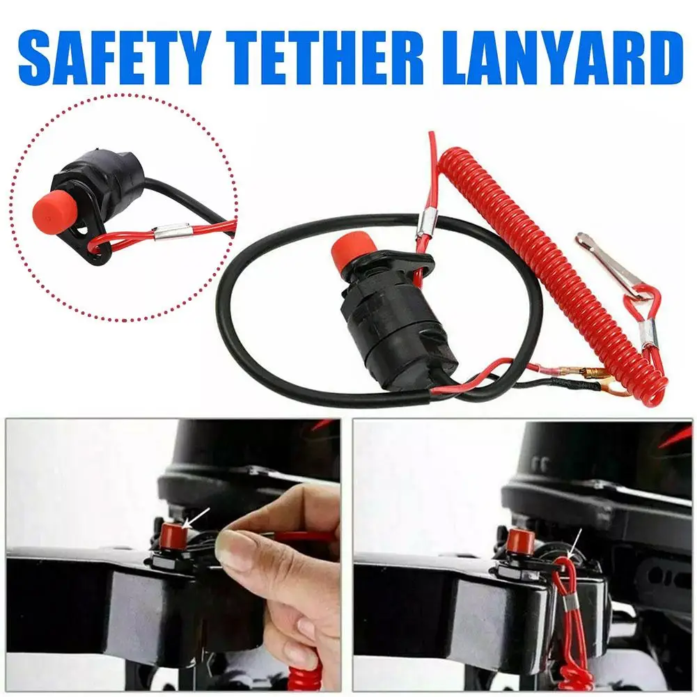 มอเตอร์แบบพกพาสำหรับเรือสวิตช์ปิดเครื่องยนต์ด้านนอกพร้อมเชือกนิรภัยมอเตอร์เรือสวิตช์ฆ่าอุปกรณ์หยุดฉุกเฉินสายคล้องนิรภัย