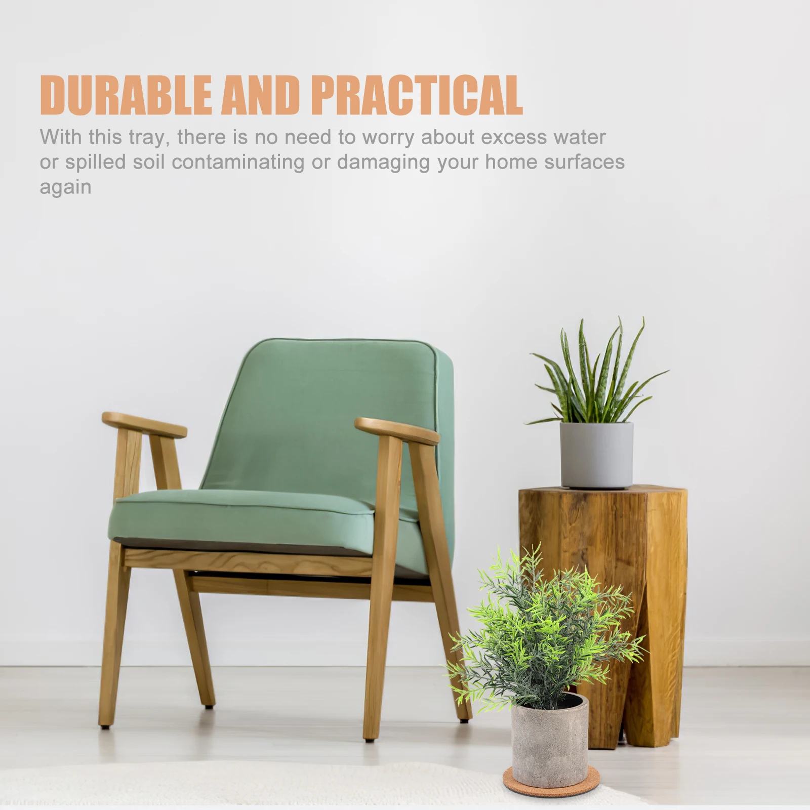 

2 Pcs Plant Round Flower Pot Cushion Pots Indoor Cork Coasters Backing Flowerpot Mat