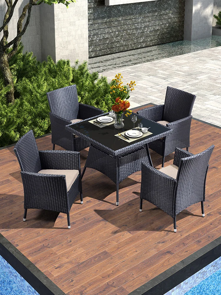 Outdoor tables and chairs, rattan chairs, villas, yards, terraces and gardens, outdoor waterproofing.