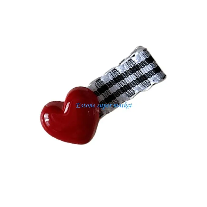 Pinces à cheveux pour fille mignonnes 090B, avec cerises brodées, pince en métal antidérapante, ensemble d'épingles à cheveux