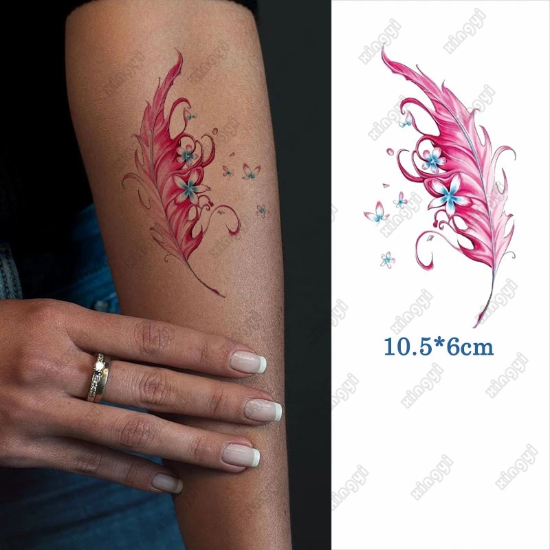 Autoadesivo del tatuaggio temporaneo impermeabile rosa farfalla ape fiori braccio per bambini polso trasferimento dell'acqua falso Tatto Body Art donna uomo