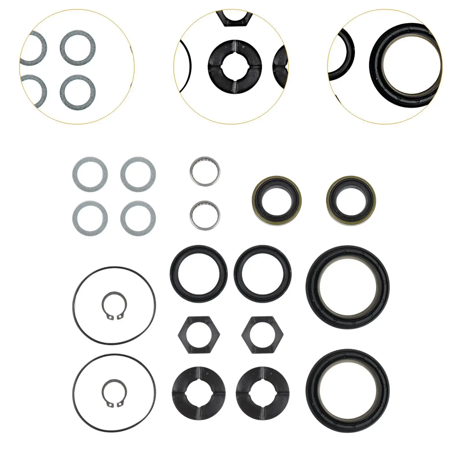Zestaw uszczelek: uszczelniacz wewnętrzny, łożysko, wytrzymały zamiennik uszczelniacza osi, uszczelniacz przeciwpyłowy, podkładka dociskowa do F350 F250 Excursion F450
