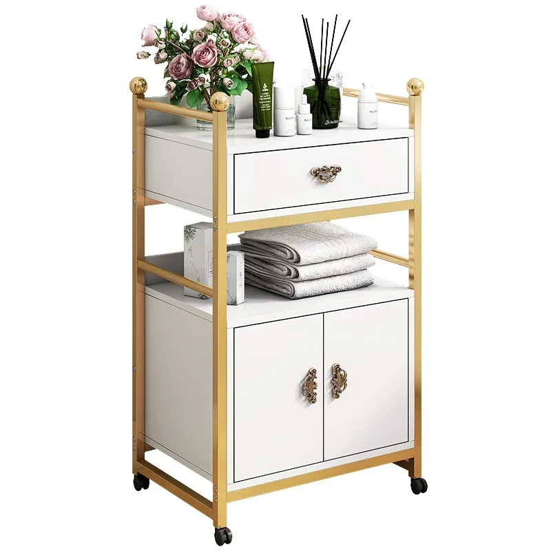 

Manicure Cart Hair Extension Trolley Furniture for Barber Storage Wheels Portable Aesthetics Folding Serving Machine Spa