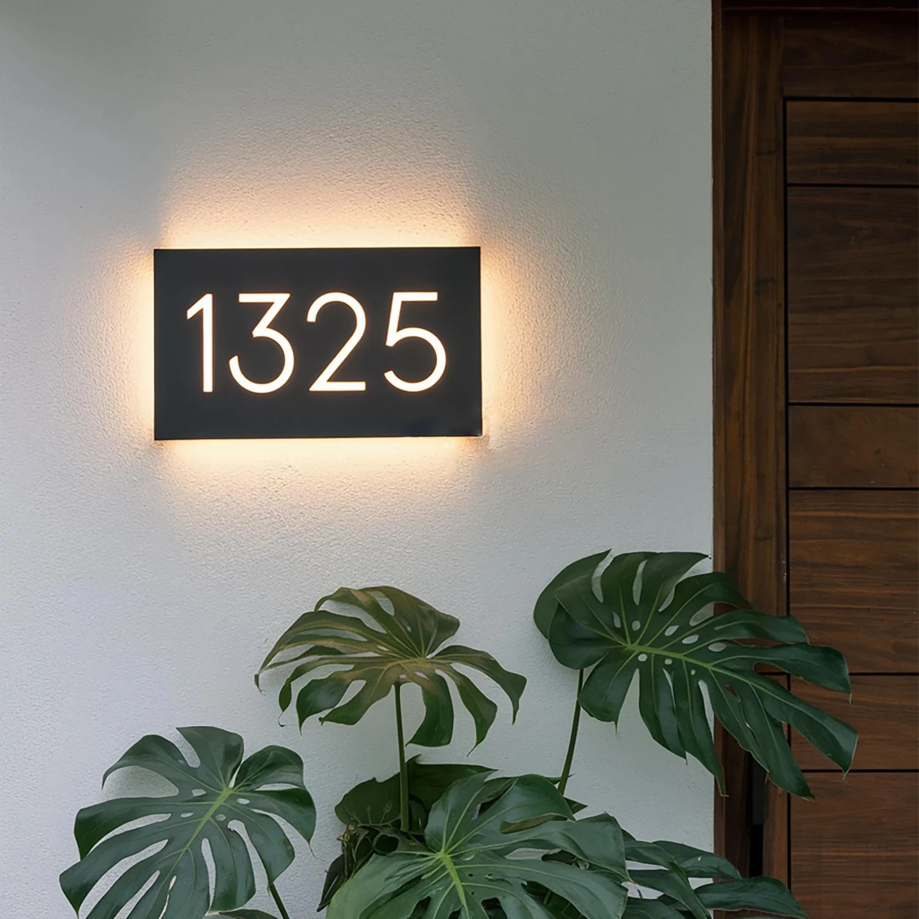 12 V Backlit Metal LED House Number Sign Custom Illuminated Address Plaque Personalized House Sign Front Door Modern House Sign