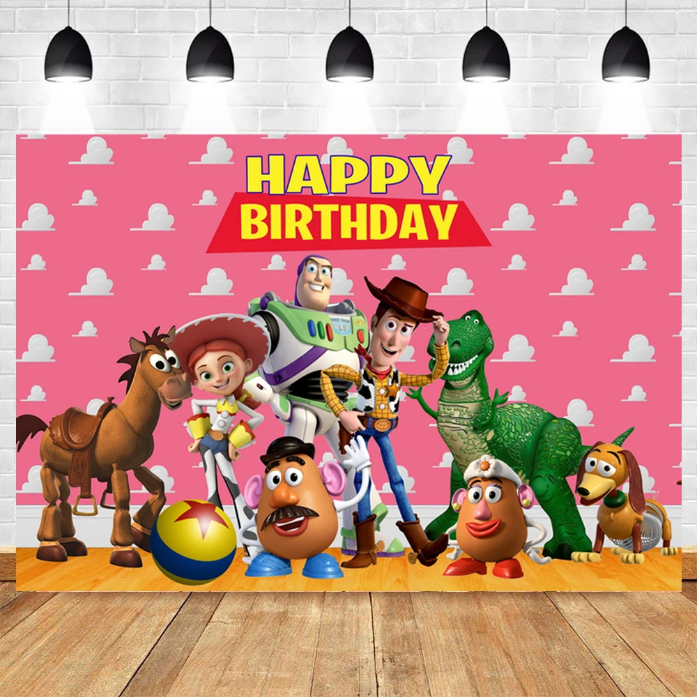 Toy Story Photography Background Children\'s Birthday Party Decoration Boy Cartoon Background Birthday Buzz Lightyear Decoration