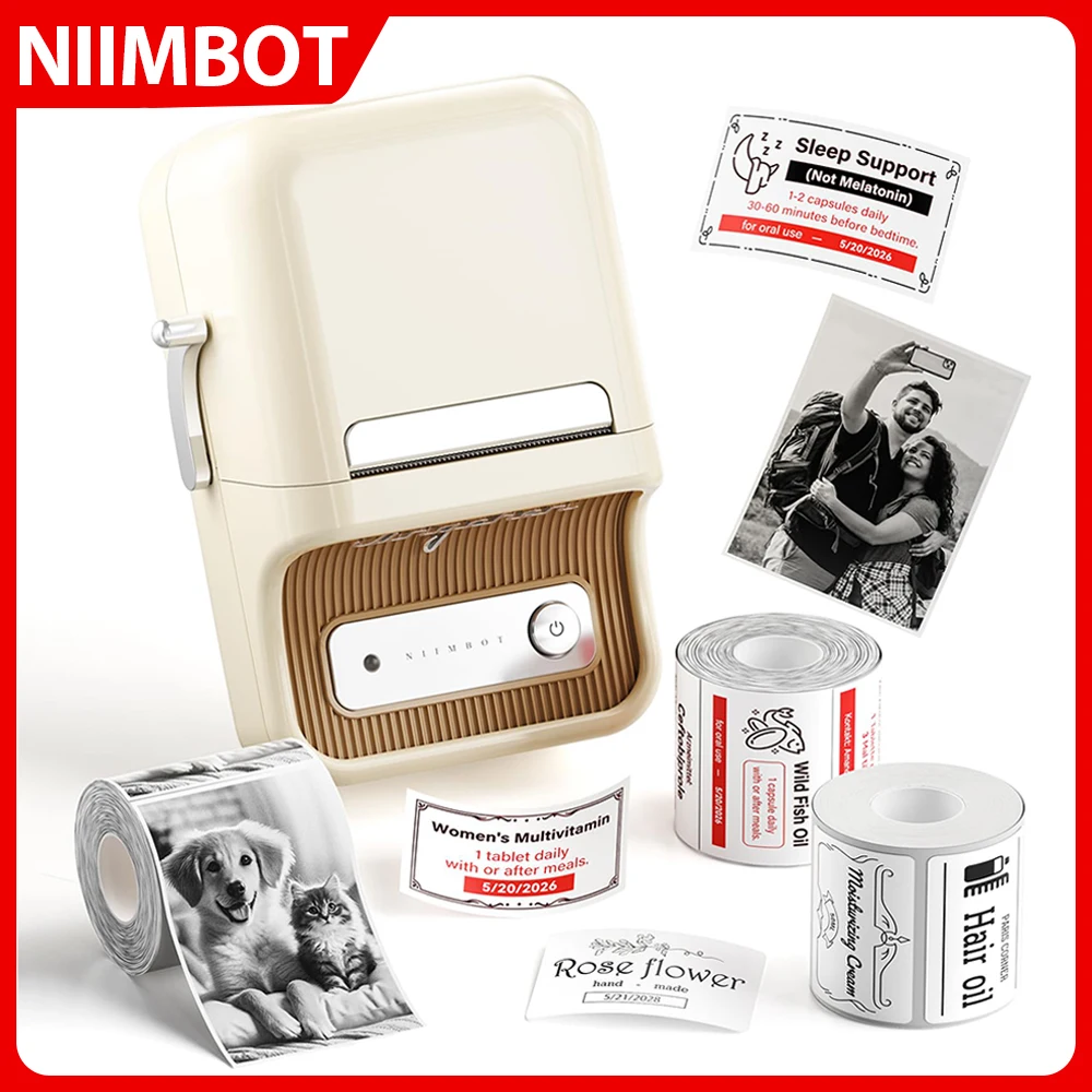Niimbot B21Pro Adhesive Label Printers 300DPI Portable Thermal Printer Red Black Color Printing For Photo Barcode Label Machine