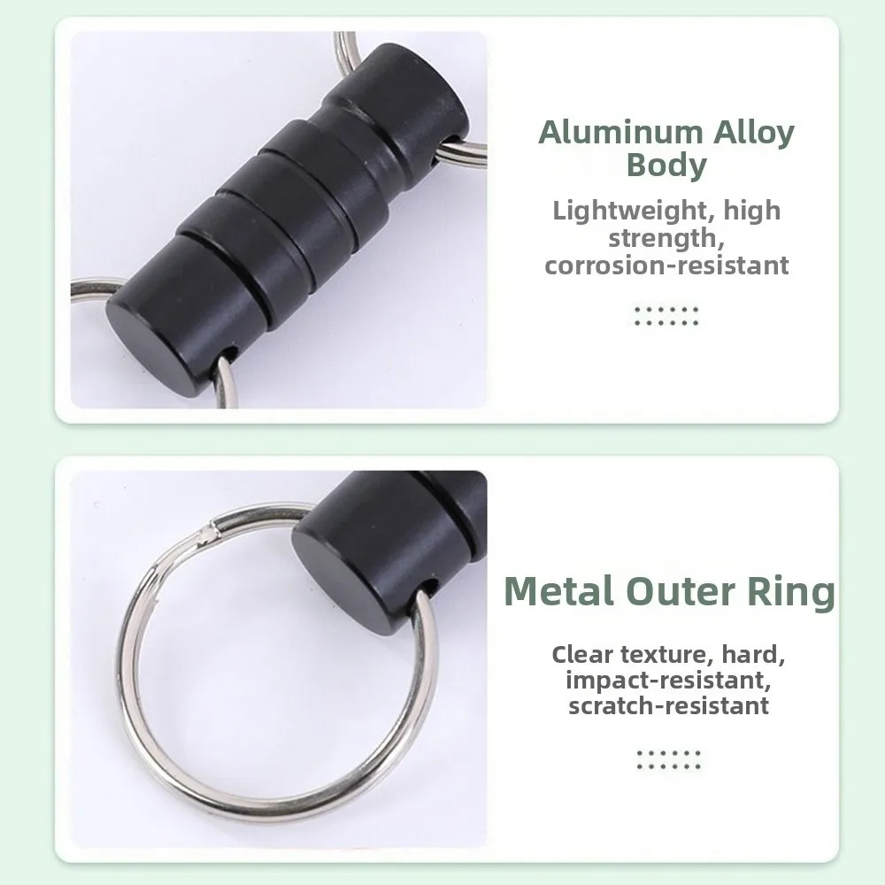 Double Headed Quick Release Keychain Aluminum Alloy Retractable Clip Pull Apart Buckle 360° Rotation Quick Pull Design Keys Fob