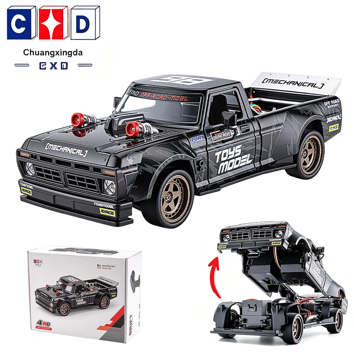 CXD2401 4WD Proportional Drift Car 1:24 Scale Brushed Motor 2.4GHz Remote Control Built-in Gyroscope With LED Light Model Toys