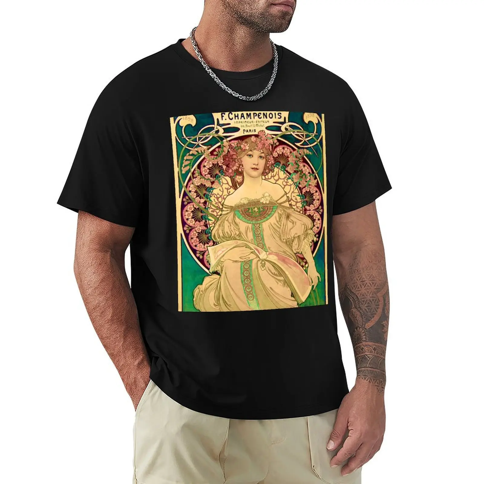 Daydream Alfonse Mucha 1897 F. Champenois imprimeur-éditeur T-Shirt Summer Sports Quick Dry T-Shirt
