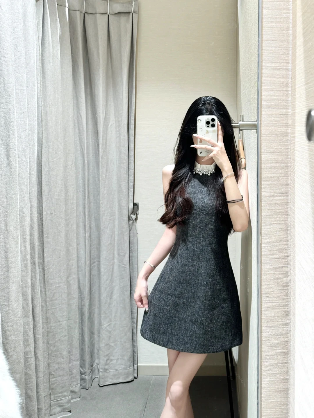 Dophee Fashion Lady Elegant Two-piece Set Autumn Winter Beads Long Sleeve Short Jacket Coat + Sleeveless Vests Dress Women Suits