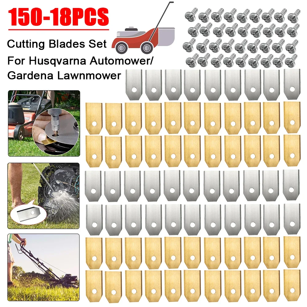18-150 قطعة شفرات قطع العشب من الفولاذ المقاوم للصدأ مع المسمار لـ Husqvarna Automower/Gardena شفرات جزازة العشب الآلية #1