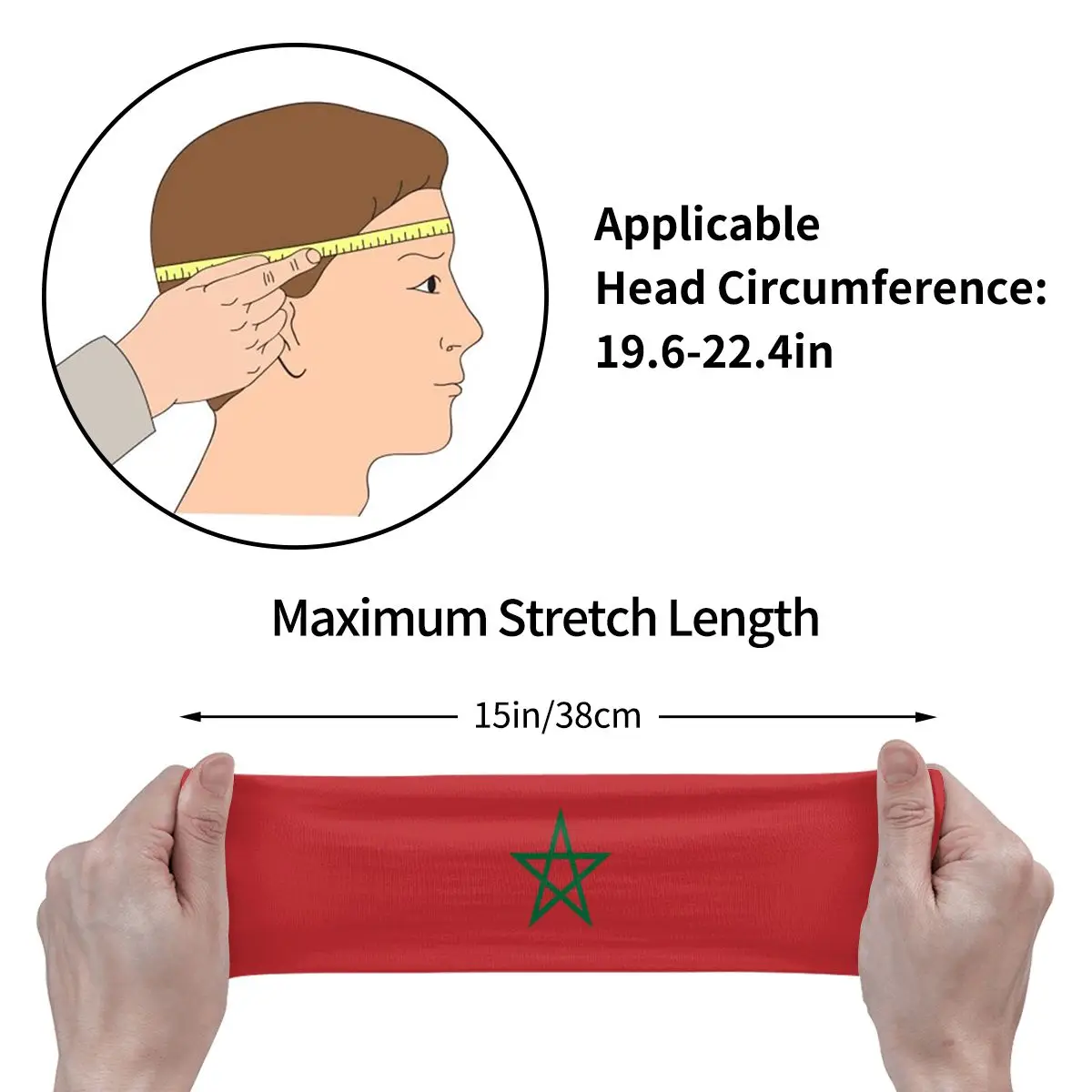 Headband Sports Yoga Fitness Stretch Sweatband Hair Band Elasticity Headband Flag Of Morocco