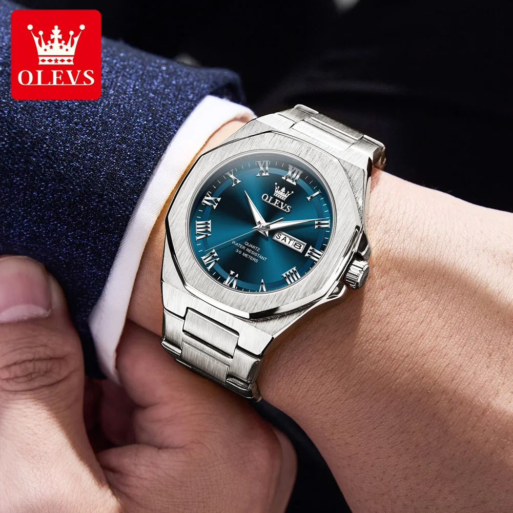 OLEVS 3727 Neue Uhr Mann Sport Quarzuhr Wasserdicht Woche Datum Uhren Für Mann Geschenk Box Original Luxus Business Marke