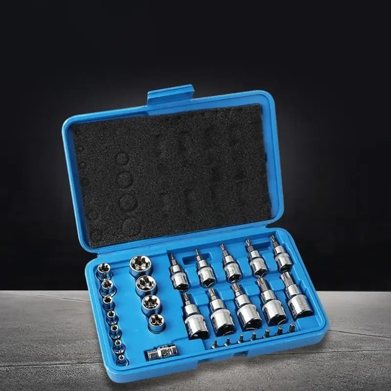 

Professional Antislip 29pcs Socket Set 1/4" 3/8" Drive for Mechanic and DIY D7YA