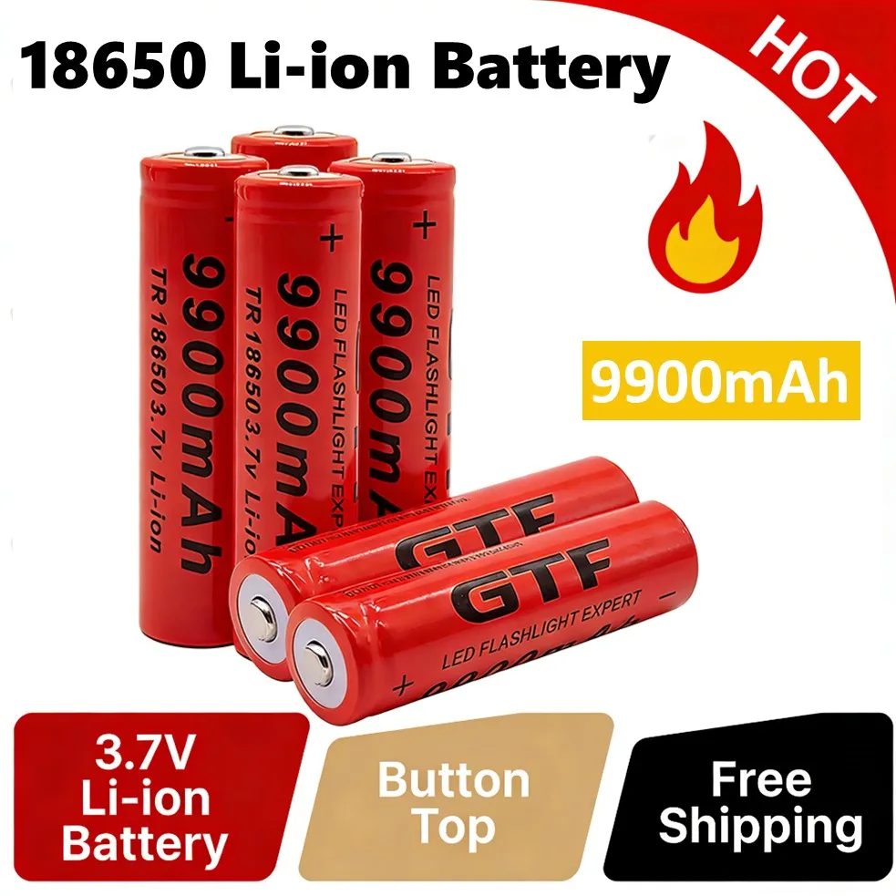 Standard 18650 Akku 3,7 Volt 9900mAh Wiederaufladbare Li-Ionen-Batterien 18650 für Taschenlampen, Tragbare Geräte, Drucker