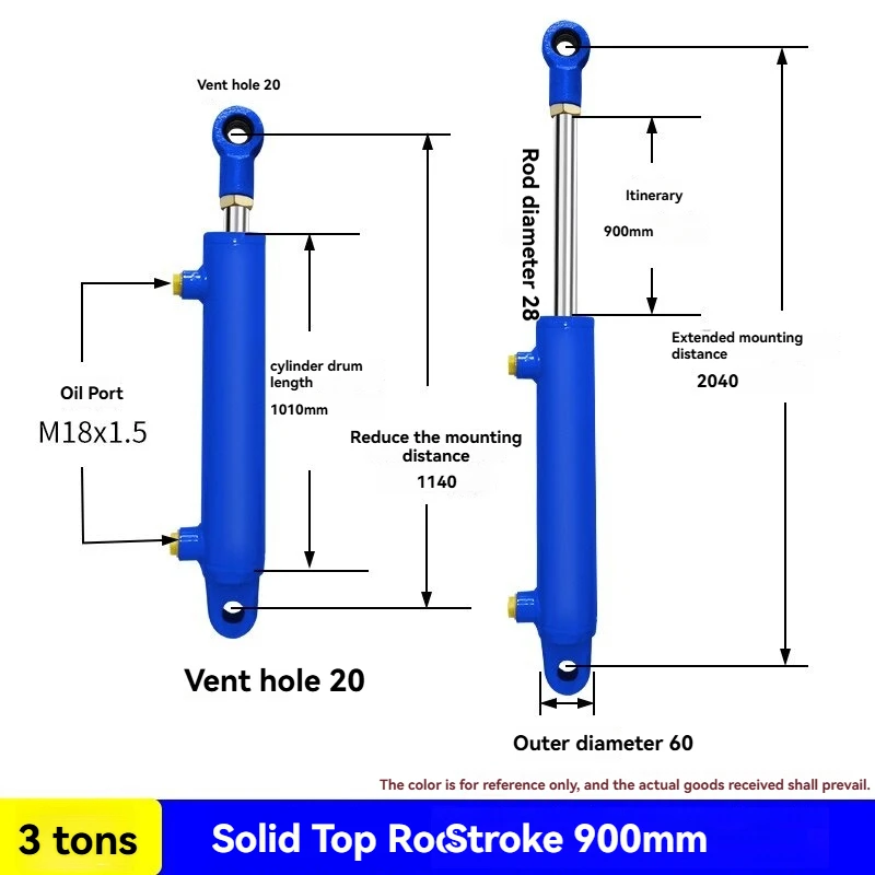 600MM 3T Small Oil Top Hydraulic Cylinder Single and Two-way Hydraulic Cylinder Can Be Customized Stroke, Hydraulic Pump Station