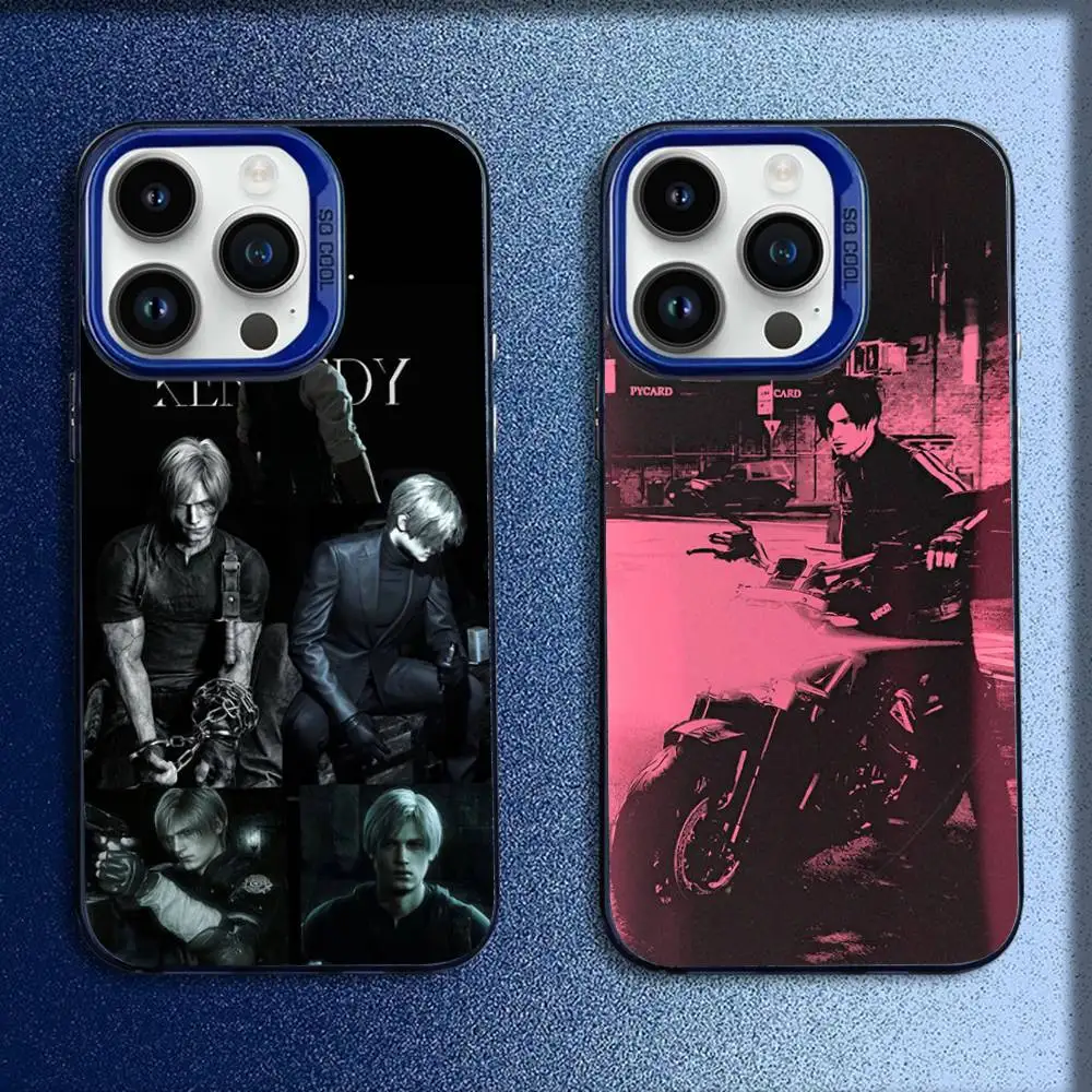

R-Resident Evil Leon Kennedy Phone Case For iPhone 16,15,14,13,12,11,Mini,Pro,E,MAX Blue Candy Matte Shockproof Cover