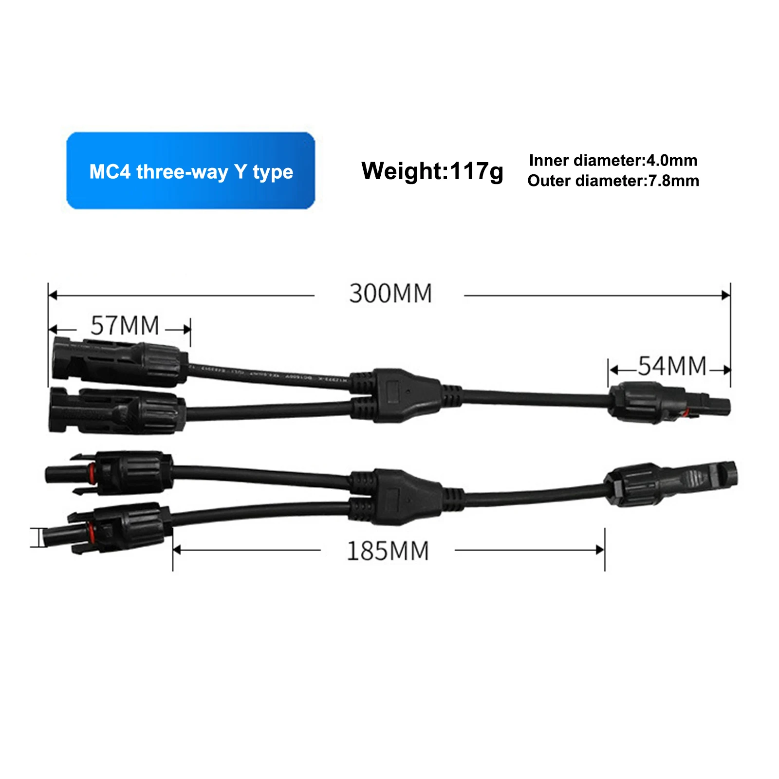 

Solar Photovoltaic Panel Adaptor Cable connector 1 to 2 Parallel Connection of Battery Plate Assembly Y branch Solar Connectors