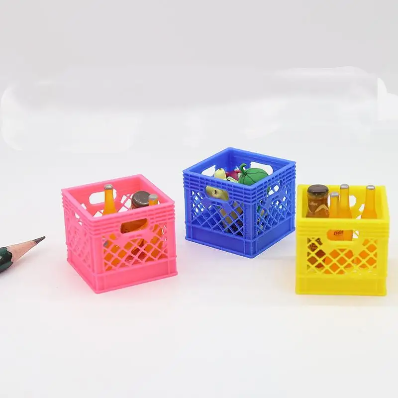 Food Storage Basket Kitchen Decor Toy Doll House Accessories 1 Piece 1:12 Dollhouse Miniature Handheld Beer Frame Model