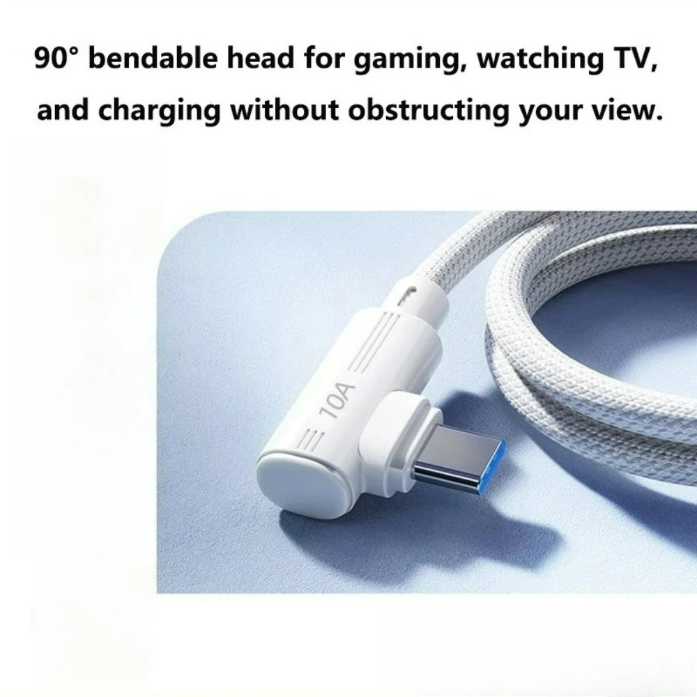 240W 10A Super Fast Charging Cable 90 Degree Elbow USB To Type C Phone Nylon Braided Data Cord 1M 1.5M 2M 3M For Samsung Xiaomi - view 2